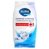 Салфетки влажные, 72 шт., AURA "Family", антибактериальные, для всей семьи, 26065, 7044 за 78 ₽. Салфетки влажные.  Доставка по РФ. Без переплат!