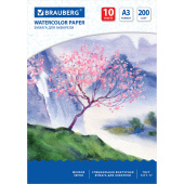 Бумага для акварели БОЛЬШАЯ А3, 10 л., 200 г/м2, 297х420 мм, BRAUBERG, "Сакура", 125224 за 147 ₽. Альбомы и бумага для акварели и масла.  Доставка по РФ. Без переплат!