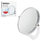 Зеркало настольное BRABIX, круглое, диаметр 17 см, двустороннее, с увеличением, прозрачная рамка, 607424 за 603 ₽. Зеркала.  Доставка по РФ. Без переплат!