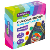 Краски акриловые по ткани 9 цветов по 10 мл, BRAUBERG HOBBY, 192442 за 256 ₽. Краски по ткани.  Доставка по РФ. Без переплат!