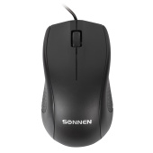 Мышь проводная SONNEN М-201, USB, 1000 dpi, 2 кнопки + колесо-кнопка, оптическая, черная, 512631 за 238 ₽. Мыши проводные компьютерные.  Доставка по РФ. Без переплат!
