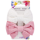 Заколки для волос НАБОР 2 шт., 10х6,5 см, зажим, с бантиком, розовый, белый, MONTE VITA (МОНТЕ ВИТА), 457110 за 115 ₽. Заколки для волос.  Доставка по РФ. Без переплат!