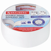 Клейкая двухсторонняя лента 38 мм х 10 м, БУМАЖНАЯ ОСНОВА, BRAUBERG, 229056 за 131 ₽. Клейкие ленты специальные.  Доставка по РФ. Без переплат!