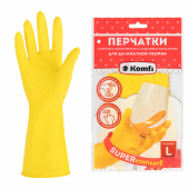 Перчатки МНОГОРАЗОВЫЕ латексные "Для деликатной уборки", размер 8-9, L (большой), вес 29 г, KOMFI, DGL018L за 65 ₽. Перчатки латексные и резиновые.  Доставка по РФ. Без переплат!