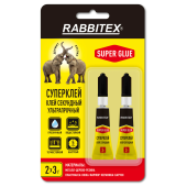Клей секундный суперклей УЛЬТРАПРОЧНЫЙ, набор 2х3 грамма, RABBITEX (РАББИТЕКС) "ДВА СЛОНА", 609813 за 39 ₽. Клей специальный.  Доставка по РФ. Без переплат!