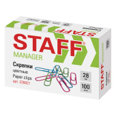 Скрепки STAFF "Manager", 28 мм, цветные, 100 шт., в картонной коробке, 226821 за 32 ₽. Скрепки канцелярские. Доставка по РФ. Без переплат!