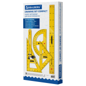 Набор чертежный для классной доски Compact (2 треугольника, транспортир, циркуль, складная линейка 100 см), BRAUBERG, 210872 за 1&nbsp;834 ₽. Чертежные принадлежности для доски.  Доставка по РФ. Без переплат!