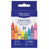 Восковые мелки BRAUBERG "АКАДЕМИЯ", НАБОР 24 цвета, 227285 за 112 ₽. Мелки восковые.  Доставка по РФ. Без переплат!