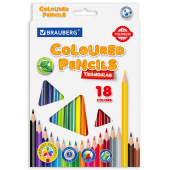 Карандаши цветные BRAUBERG PREMIUM, 18 цветов, трехгранные, грифель 3 мм, 181662 за 166 ₽. Карандаши цветные.  Доставка по РФ. Без переплат!