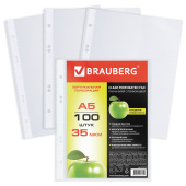 Папки-файлы МАЛОГО ФОРМАТА (148х210 мм), А5, ВЕРТИКАЛЬНЫЕ, КОМПЛЕКТ 100 шт., 35 мкм, BRAUBERG, 221714 за 299 ₽. Папки перфорированные.  Доставка по РФ. Без переплат!