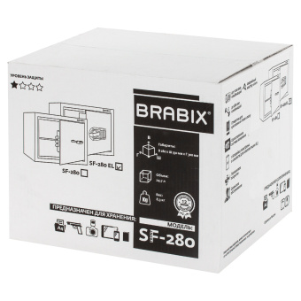 Сейф мебельный BRABIX "SF-280EL", 280х350х300 мм, электронный замок, черный, 291149, S103BR212414 за 7&nbsp;772 ₽. Сейфы мебельные, офисные. Доставка по России. Без переплат!
