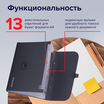Папка-портфель пластиковая BRAUBERG А4 (327х254х30 мм), 13 отделений, серая, 221438 за 709 ₽. Портфели пластиковые. Доставка по России. Без переплат!