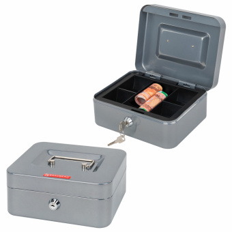 Ящик для денег, ценностей, документов, печатей, 90х160х200 мм, ключевой замок, серебристый, BRAUBERG, 291352 за 1&nbsp;023 ₽. Ящики для денег, ценностей, документов, печатей. Доставка по России. Без переплат!