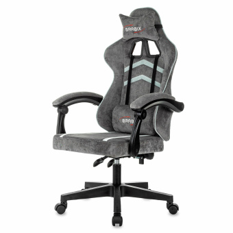 Кресло компьютерное BRABIX "Shooter GM-123", 2 подушки, ткань, серое, 533192 за 12&nbsp;606 ₽. Кресла игровые. Доставка по России. Без переплат!