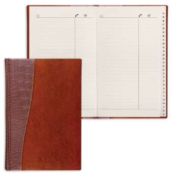 Телефонная книжка А5 (136х202 мм), BRAUBERG "Cayman", комбинированная гладкая и кожа крокодила, 96 л., вырубной алфавит, коричневая, 125130 за 709 ₽. Телефонные алфавитные книжки. Доставка по России. Без переплат!