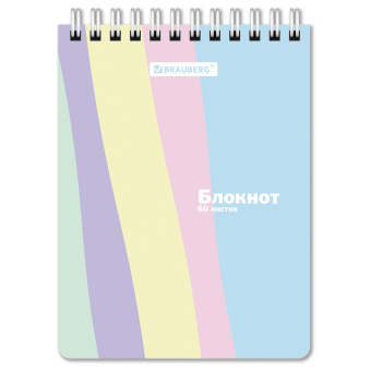 Блокнот МАЛЫЙ ФОРМАТ А6 108х145 мм, 60 л., гребень, картон, клетка, кросс-серия "PASTEL", BRAUBERG, 117033 за 38 ₽. Блокноты. Доставка по России. Без переплат!