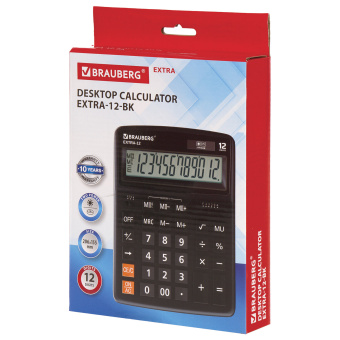 Калькулятор настольный BRAUBERG EXTRA-12-BK (206x155 мм), 12 разрядов, двойное питание, ЧЕРНЫЙ, 250481 за 760 ₽. Калькуляторы настольные. Доставка по России. Без переплат!