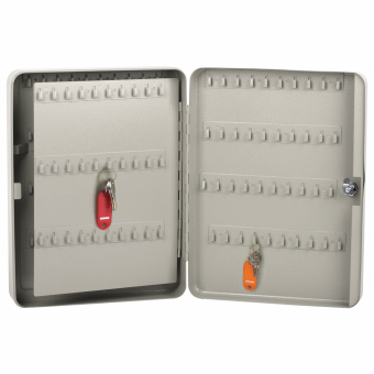 Шкафчик (Ключница) на 140 ключей BRAUBERG, 370х280х80 мм, с замком, +140 брелоков, серый, 290340 за 4&nbsp;152 ₽. Шкафчики и панели для ключей. Доставка по России. Без переплат!