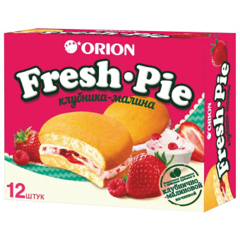 Печенье ORION "Fresh-Pie Strawberry-raspberry", клубника-малина, 300 г (12 штук х 25 г), О0000017465 за 275 ₽. Печенье, крекеры, сухари и сушки. Доставка по России. Без переплат!