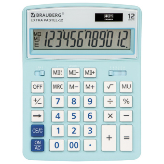 Калькулятор настольный BRAUBERG EXTRA PASTEL-12-LB (206x155 мм), 12 разрядов, двойное питание, ГОЛУБОЙ, 250486 за 988 ₽. Калькуляторы настольные. Доставка по России. Без переплат!