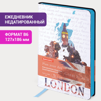 Ежедневник недатированный B6 (127х186 мм), BRAUBERG VISTA, под кожу, гибкий, 136 л., "Great Britain", 112108 за 161 ₽. Ежедневники с покрытием "под кожу и ткань". Доставка по России. Без переплат!