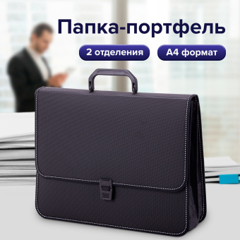 Папка-портфель пластиковая BRAUBERG "КОНСУЛ" А4 (370х280х120 мм), 2 отделения, фактура "бисер", черная, 223079 за 1 180 ₽. Портфели пластиковые. Доставка по России. Без переплат!