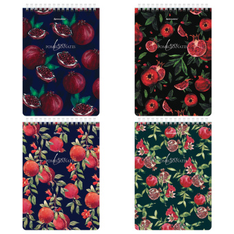 Блокнот А5, 146х206 мм, 60 л., гребень, картон, жесткая подложка, клетка, BRAUBERG, "Гранаты", 114366 за 59 ₽. Блокноты. Доставка по России. Без переплат!