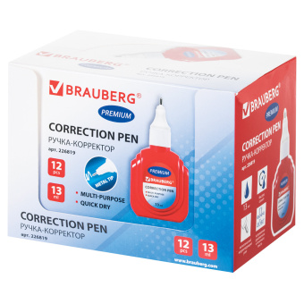 Ручка-корректор BRAUBERG, 13 мл, металлический наконечник, 226819 за 76 ₽. Корректирующие ручки. Доставка по России. Без переплат!