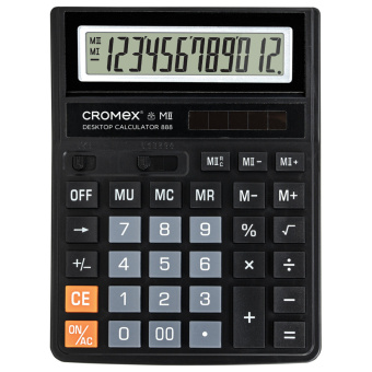 Калькулятор настольный CROMEX 888 (185x145 мм), 12 разрядов, ЧЕРНЫЙ, 271728 за 633 ₽. Калькуляторы настольные. Доставка по России. Без переплат!
