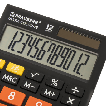 Калькулятор настольный BRAUBERG ULTRA COLOR-12-BKRG (192x143 мм), 12 разрядов, двойное питание, ЧЕРНО-ОРАНЖЕВЫЙ, 250499 за 972 ₽. Калькуляторы настольные. Доставка по России. Без переплат!