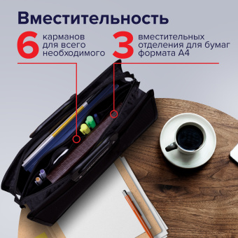 Папка-портфель пластиковая BRAUBERG "ПРЕМЬЕР" А4 (390х315х120 мм) 3 отделения, фактура "бисер", черная, 223082 за 1 666 ₽. Портфели пластиковые. Доставка по России. Без переплат!