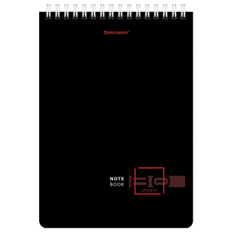 Блокнот А5 (146х206 мм), 80 л., гребень, картон, жесткая подложка, клетка, BRAUBERG, "Dark", 114387 за 65 ₽. Блокноты. Доставка по России. Без переплат!
