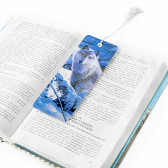 Закладка для книг 3D, BRAUBERG, объемная, "Белый волк", с декоративным шнурком-завязкой, 125752 за 53 ₽. Закладки для книг. Доставка по России. Без переплат!