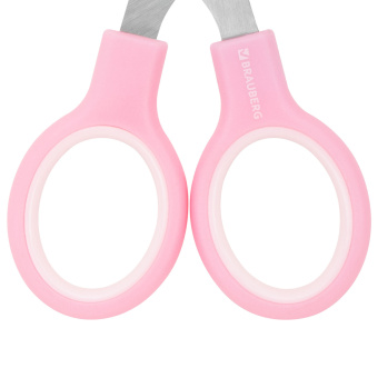 Ножницы BRAUBERG KIDS 130 мм, ручки розовые, закругленные лезвия с линейкой, 274063 за 114 ₽. Ножницы детские. Доставка по России. Без переплат!