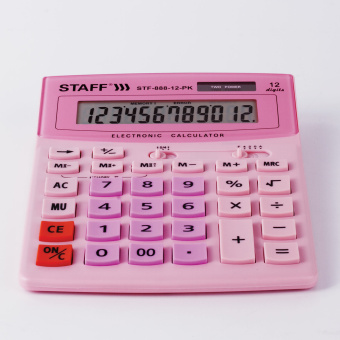 Калькулятор настольный STAFF STF-888-12-PK (200х150 мм) 12 разрядов, двойное питание, РОЗОВЫЙ, 250452 за 696 ₽. Калькуляторы настольные. Доставка по России. Без переплат!