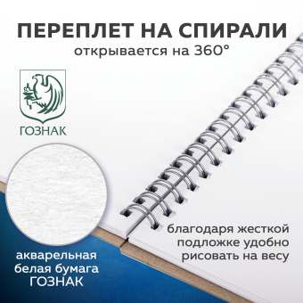 Скетчбук, акварельная бумага 200 г/м2, 195х195 мм, 20 л., гребень, твердая обложка, BRAUBERG ART, 112979 за 179 ₽. Альбомы, скетчбуки и бумага для графики и эскизов. Доставка по России. Без переплат!