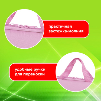 Папка на молнии с ручками STAFF EVERYDAY А4, полиэстер, нежно-розовая, 272184 за 238 ₽. Папки-сумки с ручками. Доставка по России. Без переплат!