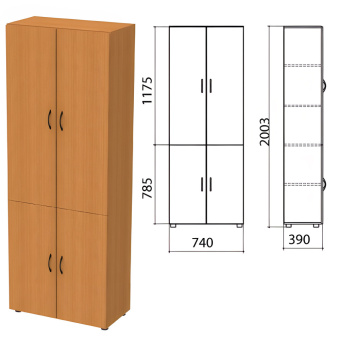 Шкаф закрытый "Фея", 740х390х2000 мм, цвет орех милан (КОМПЛЕКТ) за 18&nbsp;016 ₽. Набор мебели "Фея". Доставка по России. Без переплат!