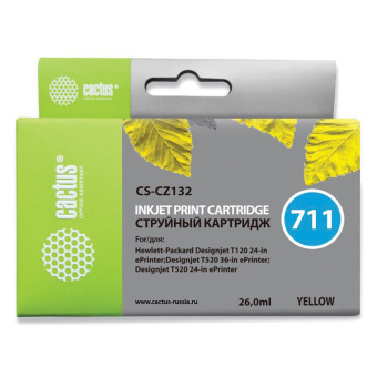 Картридж струйный CACTUS (CS-CZ132) для плоттеров HP DesignJet T120/T520, желтый за 745 ₽. Картриджи для плоттеров. Доставка по России. Без переплат!
