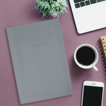 Блокнот БОЛЬШОЙ ФОРМАТ 200х290 мм, А4, 80 л., твердый, клетка, BRAUBERG "Minimal", серый, 116433 за 303 ₽. Блокноты в книжном переплете. Доставка по России. Без переплат!