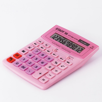 Калькулятор настольный STAFF STF-888-12-PK (200х150 мм) 12 разрядов, двойное питание, РОЗОВЫЙ, 250452 за 696 ₽. Калькуляторы настольные. Доставка по России. Без переплат!