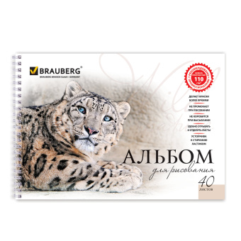 Альбом для рисования, А4, 40 листов, гребень, обложка картон, BRAUBERG, 205х290 мм, "Благородные кошки" (2 вида), 102831 за 103 ₽. Альбомы и папки для рисования. Доставка по России. Без переплат!