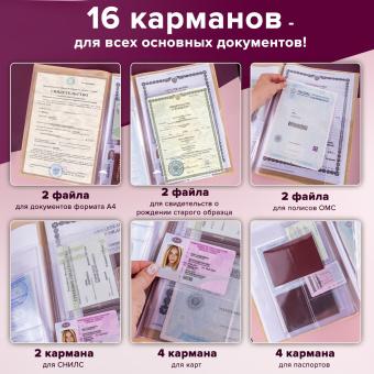 Папка для семейных документов с файлами (паспорта, свидетельства, полисы, СНИЛС) STAFF, 16 отделений, ПВХ, бежевая, 237808 за 486 ₽. Папки для семейных документов. Доставка по России. Без переплат!