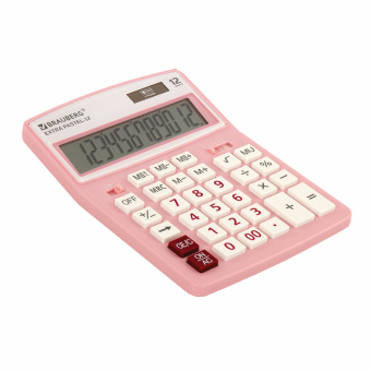 Калькулятор настольный BRAUBERG EXTRA PASTEL-12-PK (206x155 мм), 12 разрядов, двойное питание, РОЗОВЫЙ, 250487 за 988 ₽. Калькуляторы настольные. Доставка по России. Без переплат!