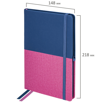 Блокнот А5 (148х218 мм), BRAUBERG "DUO", под кожу с резинкой, 80 л., клетка, синий/розовый, 113434 за 241 ₽. Бизнес-блокноты и бизнес-тетради. Доставка по России. Без переплат!