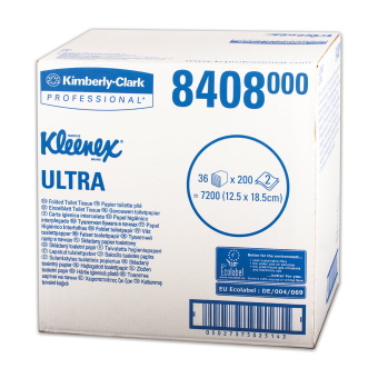 Бумага туалетная KIMBERLY-CLARK Kleenex, комплект 36 шт., Ultra, листовая, 200 л., 18,6х12,5 см, 2-слойная, диспенсер 601545, 8408 за 9 662 ₽. Туалетная бумага профессиональная. Доставка по России. Без переплат!