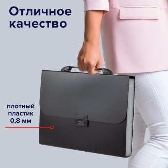 Папка-портфель пластиковая BRAUBERG "Energy" А4 (330х256х32 мм), 7 отделений, черная, 221204 за 433 ₽. Портфели пластиковые. Доставка по России. Без переплат!