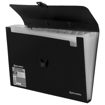 Папка-портфель пластиковая BRAUBERG А4 (332х245х35 мм), 13 отделений, фактура диагональ, черная, 221375 за 640 ₽. Портфели пластиковые. Доставка по России. Без переплат!