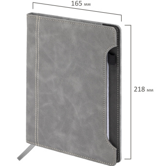 Блокнот А5 165x218 мм, BRAUBERG "Perfect", под кожу софт-тач, держатель для ручки, 80 листов, клетка, серый, 116619 за 375 ₽. Бизнес-блокноты и бизнес-тетради. Доставка по России. Без переплат!