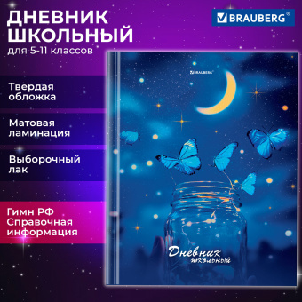 Дневник 5-11 класс 48 л., твердый, BRAUBERG, выборочный лак, с подсказом, "Бабочки", 107198 за 60 ₽. Дневники для старших классов. Доставка по России. Без переплат!